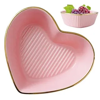 STOBAZA Herzförmige Keramik Salatschüssel Rosa Große Salatschüssel 6.69 X 6.02 X 2.36 in Für Obst Snacks Suppe Frühstück Küche Haushalt Partys Hochzeiten Restaurants