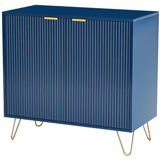 Sideboard Marineblau Küchenschrank mit 2 Türen , Blau , Holz , 40x78x80 cm , Kleinmöbel, Kommoden, Sideboards