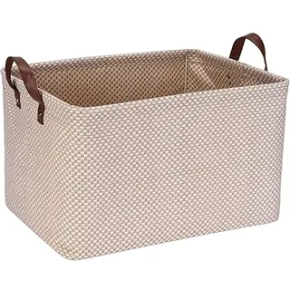 Sea Team Jute-Aufbewahrungskorb mit Stützrahmen, 42x30x24 cm beige kariert