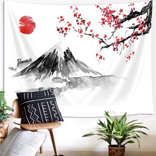 YISUMEI Japanische Dekoration Wandteppich Fuji Wandteppich für Schlafzimmer, ästhetisch, rote Sonne, Wandbehang für Raumdekoration (L/150 x 200 cm)