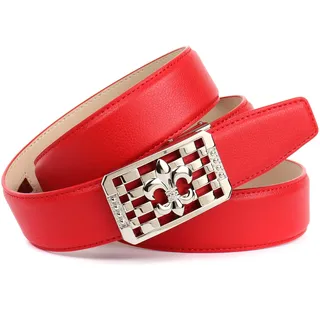 Anthoni Crown Damengürtel Leder rot 100 cm