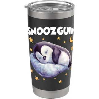 Snoozguin Pinguin Langschläfer Morgenmuffel Pyjama Schlaf Doppelwandiger Edelstahl-Thermobecher