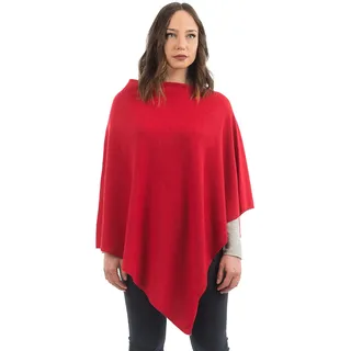 Dalle Piane Cashmere - Poncho aus Kaschmir-Gemisch - Made in Italy - Damen, Farbe: Rot, Einheitsgröße