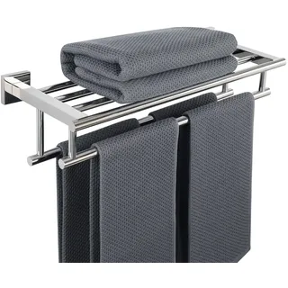 SAYAYO Handtuchhalter Wand 50cm Gästehandtuchhalter mit Ablage Handtuchhalter Edelstahl Poliert Handtuchstange mit Bohren für Badezimmer und Küche