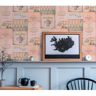 A.S. Création Küchentapete rosa creme - Tapete Küche rosa - Motivtapete Landhaus modern - 10,05m x 0,53m - Tapete Esszimmer - Made in Germany