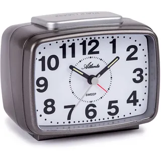 Atlanta Wecker 1323-4, Quarz, Anthrazit, mit arabischen Ziffern - Grau, Weiß
