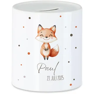 Spardose Kinder mit Namen Personalisiert, Tiermotiv Elefant Geschenk für Mädchen & Junge Geburtstag, Weihnachten, Geburt und Taufe - Sparschwein Geldgeschenk und Wunscherfüller