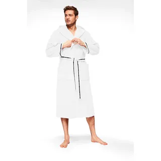 Bruno Banani Herrenbademantel »Danny, Normallänge & Überlänge, auch in extra lang, Hotelbademantel« 1 Stk. mit Logostreifen, Herren Bademantel aus 100% Baumwolle, S-4XL, weiß