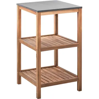 BELIANI Outdoor-Kücheninsel Braun Akazienholz 50x50x83 cm mit Stahlplatte Modern Outdoor-Küchenmöbel für Garten Draußen Außenbereich - Braun, Grau
