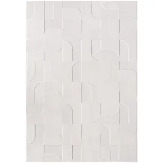 Ayyildiz Flachwebeteppich »DOHA 1651«, rechteckig 4 mm Höhe, 3D Hoch-Tief-Effekt, leichter Kurzflor, Läufer, In- und Outdoor, beige