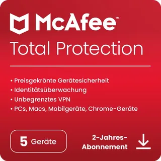McAfee Total Protection 2026 ESD 5 Geräte 24 Monate DE Win Android iOS