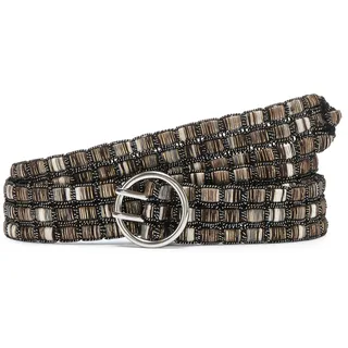 Hüftgürtel LASCANA "Hosengürtel, Gürtel für Hosen, Jeans & Kleider, Taillengürtel", Damen, Gr. 105, braun (schwarz), Kunstfaser, leicht glänzend, mehrfarbig, Gürtel Hüftgürtel, im modernen Struktur-Design und Metallic-Schimmer