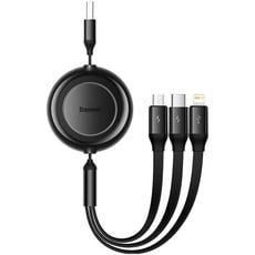 Baseus Bright Mirror 2 USB 3-in-1 cable for micro USB / USB-C / Lightning 3.5A 1.1m (Black)
