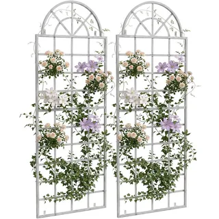 CLP Rankgitter 2er Set Metall antik weiß , Weiß, Weiß , 70x180x1 cm , Dekoration, Gartendeko