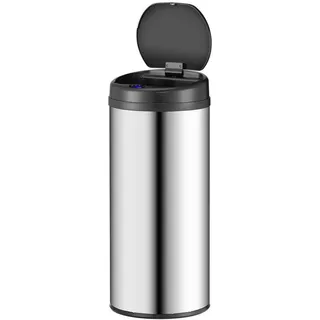 Juskys Runder Mülleimer 50 l Silber