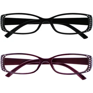 Die Lesebrille Unternehmen Schwarz & Schwarz Lila Diamonte Stil Leser Wert 2er-Pack Frauen Damen RR93-15 +2,00