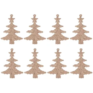 Glitzer Weihnachtsbaumdekoration Set Mit 8 Bäume Rotgold