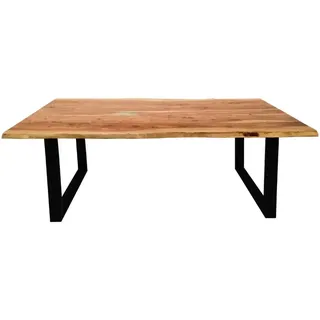 Esstisch 'Vanaja' 180x90cm, Akazie/Antikschwarz Massivholz, Metall Akazie