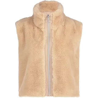 Fellimitatweste BETTY BARCLAY "Plüschweste mit Reißverschluss", Damen, Gr. 44, beige, Obermaterial: 100% Polyester PES., Westen Fellimitatweste