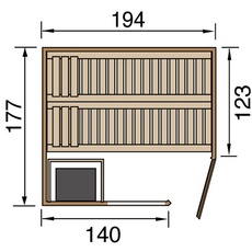 Bild von Sauna »Varberg«, (Set), 7,5 kW-Ofen mit digitaler Steuerung, beige