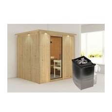KARIBU Sauna »Rakvere«, inkl. 9 kW Saunaofen mit integrierter Steuerung, für 3 Personen - beige