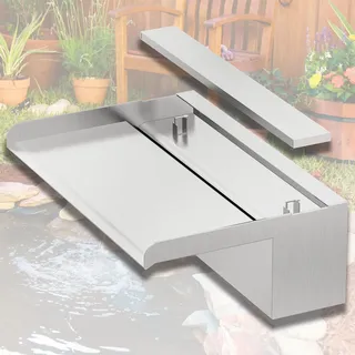 LONGRUNNEW Teich Wasserfall Blade Kit 30x20cm, 304 Edelstahl Pool Brunnen mit Zubehör, Flache Spillway Wasser Feature Wasserfall Kaskade für Garten Terrasse Teich Dekoration Stream Rockery