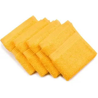 Gözze - New York Seiftuch, 4er Set, Weich und saugfähig, 100% Baumwolle, 30 x 30 cm - Gelb
