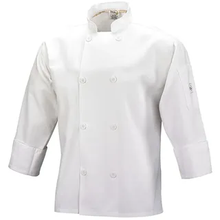 Mercer Culinary Millennia M60010WHS Herren Kochjacke mit traditionellen Knöpfen, Größe S, Weiß