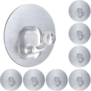 Uten Handtuchhaken selbstklebend,Haken ohne bohren Wandhaken klebend Schlüsselhaken 10er- Set für Badezimmer, Küche, Tür, Bademantel Silber (Max. 5KG)