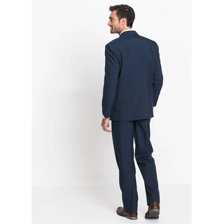 Anzug BONPRIX "Anzug (2-tlg. Set), Regular Fit", Herren, Gr. 50, N-Gr, dunkelblau (länge: regulär), Web, Obermaterial: 100% Polyester. Futter: 100% Polyester, gepflegt, unifarben, regular fit, Anzüge Anzug, Regular Fit, pflegeleichtes Material, zweiteiliges Set