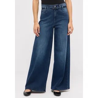 Relax-fit-Jeans ANGELS "LIVA BELT", Damen, Gr. 40, Länge 30, blau (blau used), Denim/Jeans, Obermaterial: 92% Baumwolle, 6% Polyester, 2% Elasthan, relaxed fit lang, Jeans Relax-fit-Jeans, mit sehr weitem Bein und Gürtel