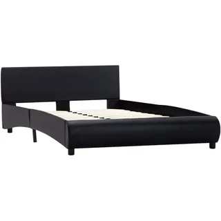 vidaXL Bettgestell Schwarz Kunstleder 140 x 200 cm - Schwarz