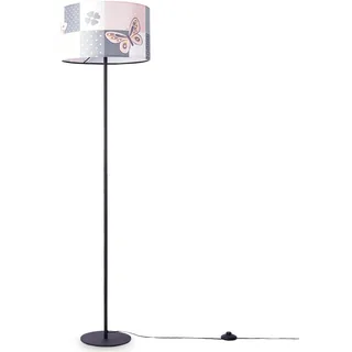 Paco Home Stehlampe »Cosmo 220«, 1 flammig, Leuchtmittel E27   ohne Leuchtmittel, Lampe Kinderzimmer Kinderlampe Babyzimmer E27 Schmetterling Blumen, weiß