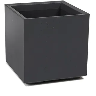 LAMELA Pflanzkübel mit Rollen 40 cm, 36L – Blumentopf aus Kunststoff in Betonoptik – Übertopf mit Wasserablauf – Modern für Innen & Außen - Wetterfest & Pflegeleicht, Antrazit