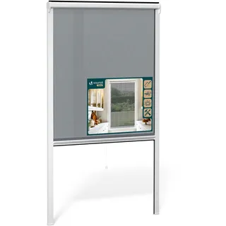VOUNOT® Insektenschutzrollo Fenster mit PVC Rahmen, Fliegengitter Rollo mit Fiberglas Netz, zuschneidbar in Höhe und Breite, einfache Montage, L100 x H160 cm Weiß