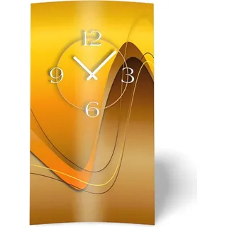 Abstrakt caramel braun hochkant Designer Wanduhr modernes Wanduhren Design leise kein ticken dixtime 3D-0022 - Beige