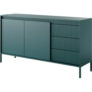 Kommode: drei Schubladen, zwei Türen, Möbelfarbe: Petrol - Petrol