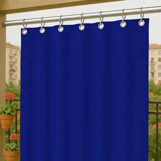 Byour3®️ Balkon Markisen Sonnensegel Mit Ringen Atmungsaktive Sonnenschutz Baumwolle Geharzt Wasserdicht Stoff Vorhänge Sichtschutz Terrassen Outdoor Pavillon (Blau, B. 190X285 L. cm)