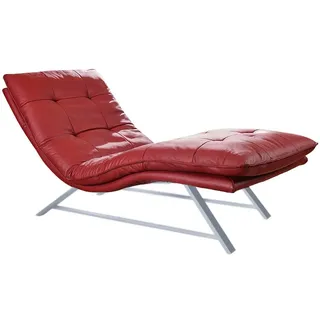 W.Schillig Relaxliege daily dreams Leder 75 x 91 x 170 cm rot mit Kissen