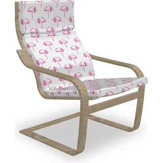 ABAKUHAUS Flamingo Poäng Sessel Polster, Hand gezeichnet Skizzieren Vögel, Sitzkissen mit Stuhlkissen mit Hakenschlaufe und Reißverschluss, Pink und Weiß - Rosa