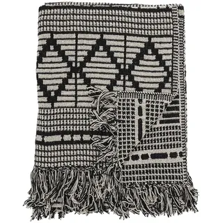 Bloomingville Gutte Plaid 130 x 160 cm Beige/Grau/Schwarz/Weiß