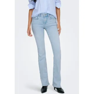 Bootcut-Jeans ONLY "ONLBLUSH MID FLARED DNM CRO495 NOOS", Damen, Gr. L, Länge 34, light blau bleached denim, Denim/Jeans, Obermaterial: 92% Baumwolle, 6% Elastomultiester, 2% Elasthan, unifarben, regular fit lang, Jeans Bootcut-Jeans, helle Waschung, normale Leibhöhe, ausgestellte Beinform