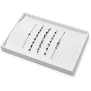 Oirlv Hochwertiges weiß Leder,Stapelbares Schmucktablett,Halsketten Armband Organizer,Vitrine,Lange Kette,Halsketten Display