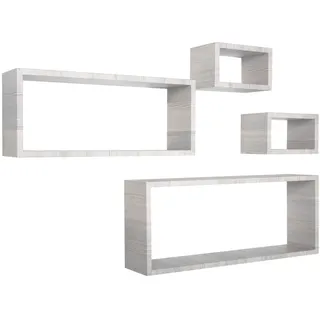 RECHTECKIGER 4ER SET WANDREGAL FARBE EICHE GRAU MOD. MERLINO