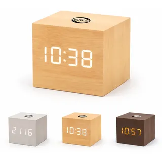 RobertAgor ALLPRESS Digital-Wecker Holz LED-Display Würfel Tischuhr 06727