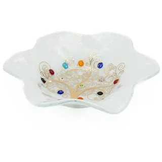 Sospiri Venezia Murano-Glas-Toilettentablett mit handgefertigter Baum des Lebens-Dekoration dekorative Schale Wohndekoration Geschenkidee handgefertigt in Italien (13 x 13 cm)