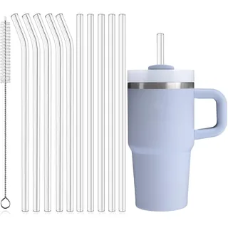 ALINK 22,5 cm wiederverwendbare Strohhalme für Stanley 20 oz Becher-10 Pack, durchsichtige, biegsame Ersatzstrohhalme zum Trinken von Smoothies und Milchshakes