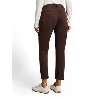 7/8-Hose TOM TAILOR "TOM TAILOR Tapered", Damen, Gr. 40, Länge 28, braun (java schwarz braun), Web, Obermaterial: 92% Baumwolle, 5% Polyester, 3% Elasthan. Futter: 100% Baumwolle, 7/8-Länge, Hosen 7/8-Hose, mit Bindeband am Bündchen