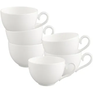 Tasse VILLEROY & BOCH "Kaffeetassen White Pearl 120 ml 6er Set weiß", weiß, Porzellan, Trinkgefäße, Tasse