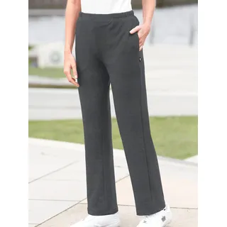Sporthose HAJO, Damen, Gr. 25, Kurzgrößen, grau (anthrazit, meliert), 62% Baumwolle, 33% Polyester, 5% Elasthan, unifarben, lang, Hosen Sporthose